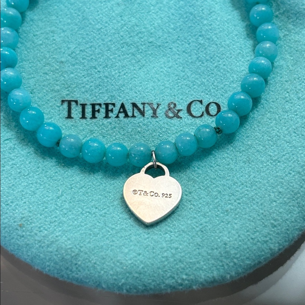 Tiffany & Co. Sterling Silver Amazonite Return to Tiffany Heart Tag Bracelet - Picture 3 of 4